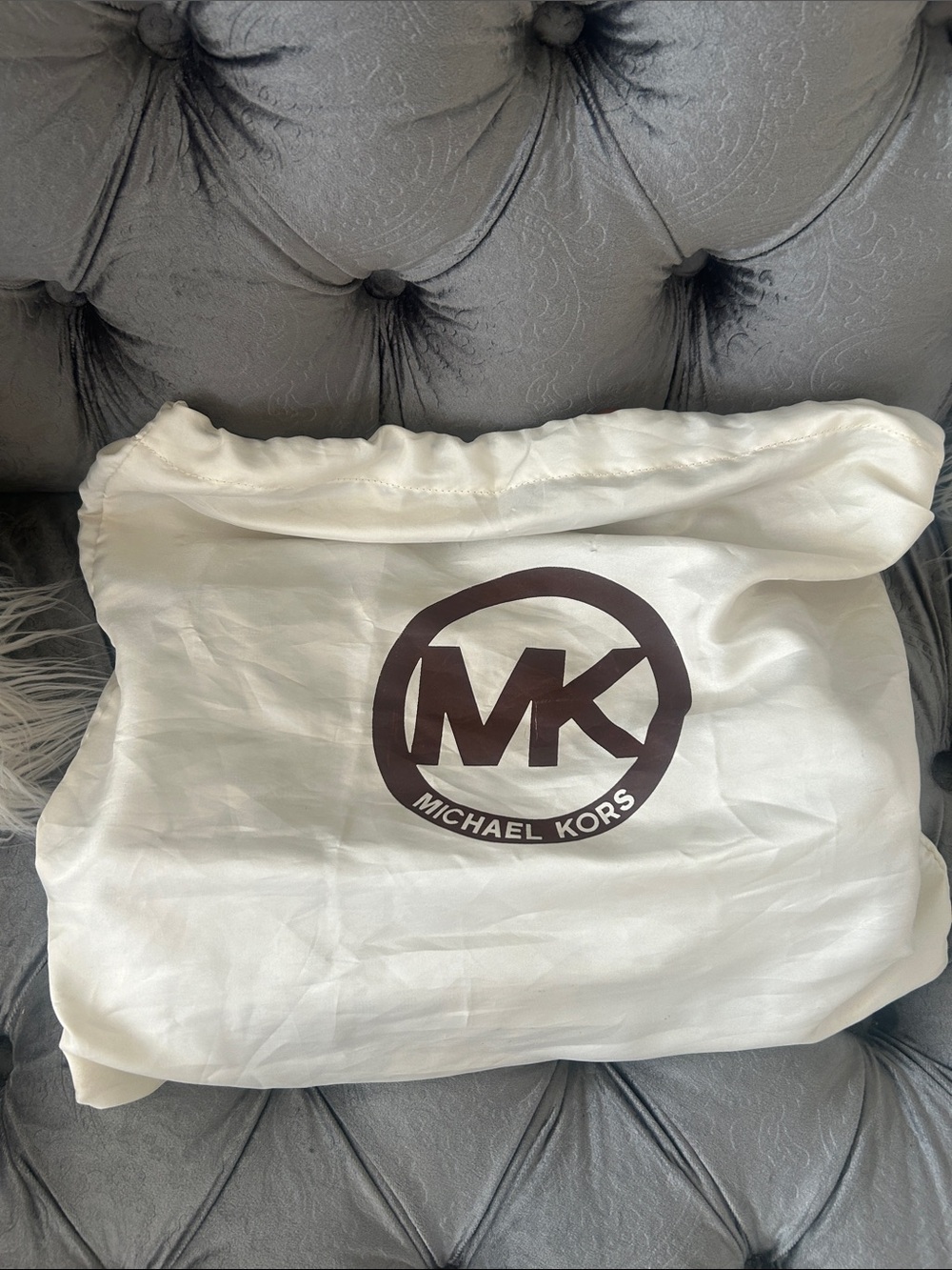 Michael Kors Cream & Brown MK Logo Purse with Dust Bag